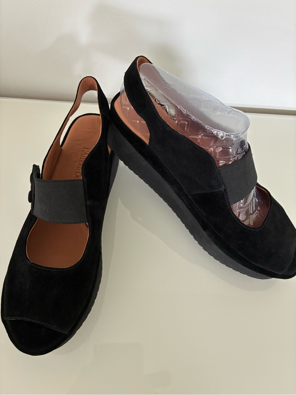 L'AmourDesPieds Adalicia Black Platform Comfort Sandal Suede Nubuck 10M NWOB